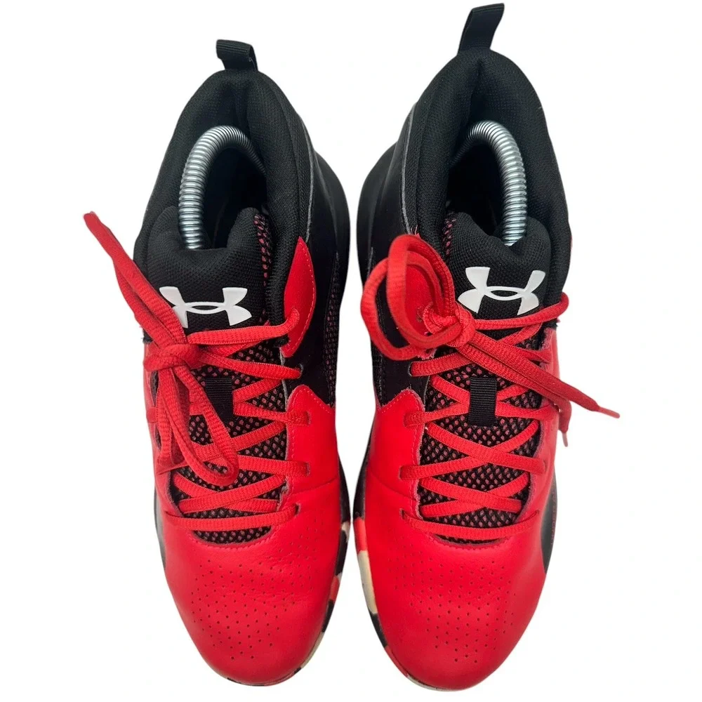 Under Armour Boys Lockdown 5 3023533-601 Red Basketball Shoes Sneakers‎ Size 7Y